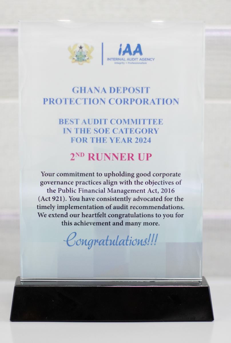 GHANA DEPOSIT PROTECTION CORPORATION CLINCHES TOP HONOR FOR AUDIT EXCELLENCE 
